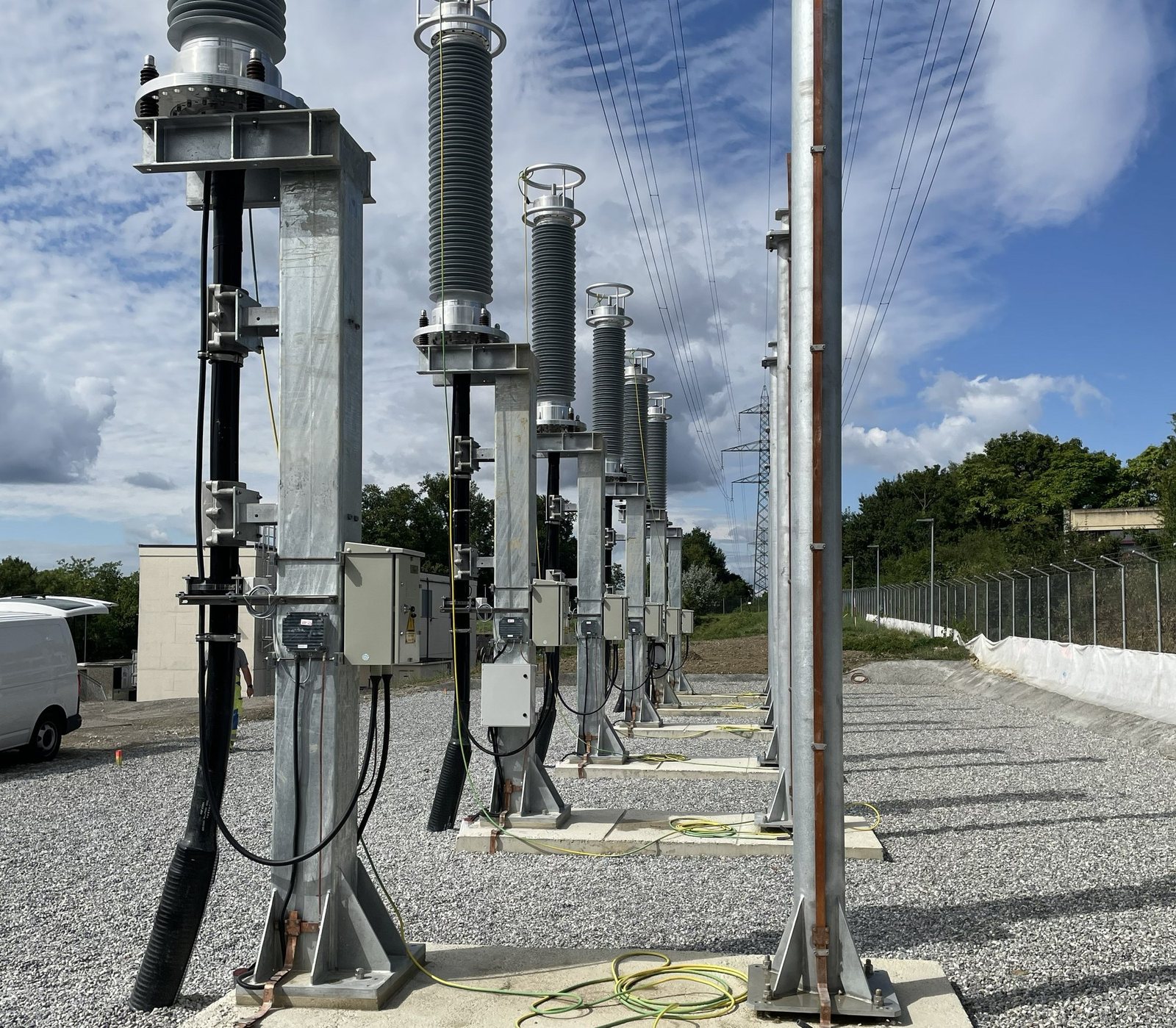Cable sealing ends fitted with passive sensors at a 220 kV substation in Switzerland