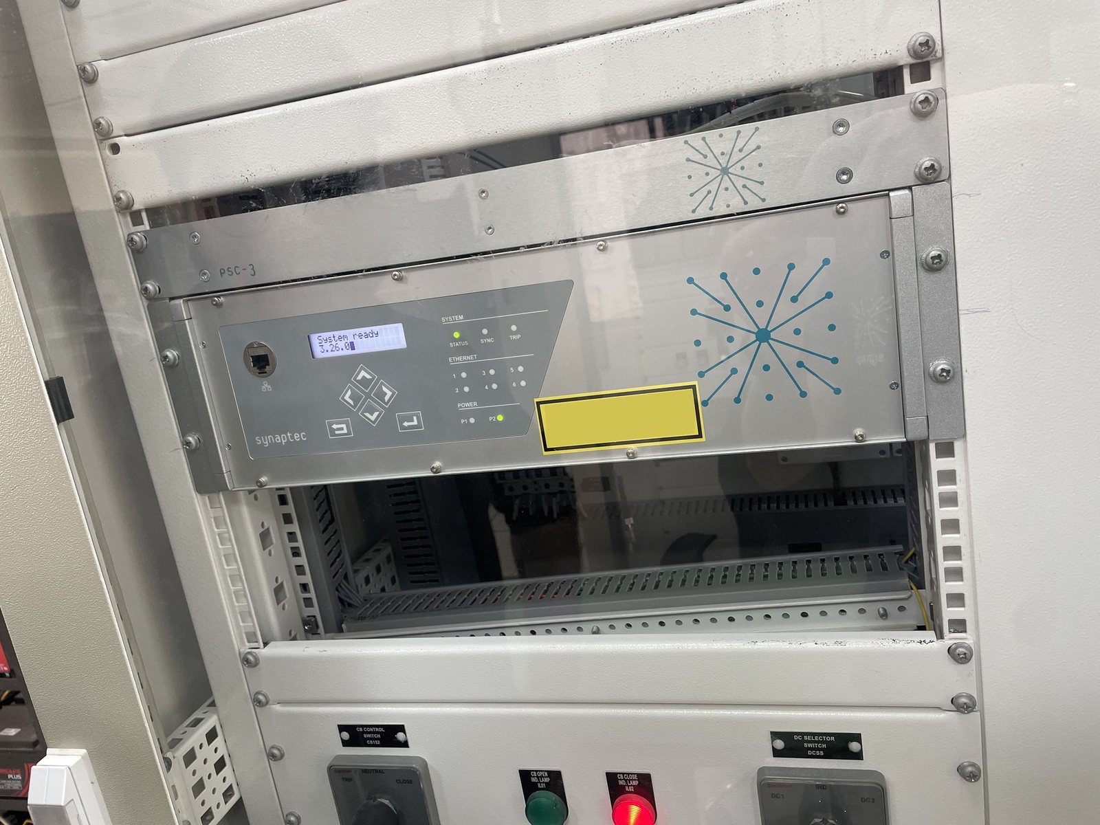 DES Interrogator in a protection panel at Tata Power's 110 kV Mandale substation, Mumbai
