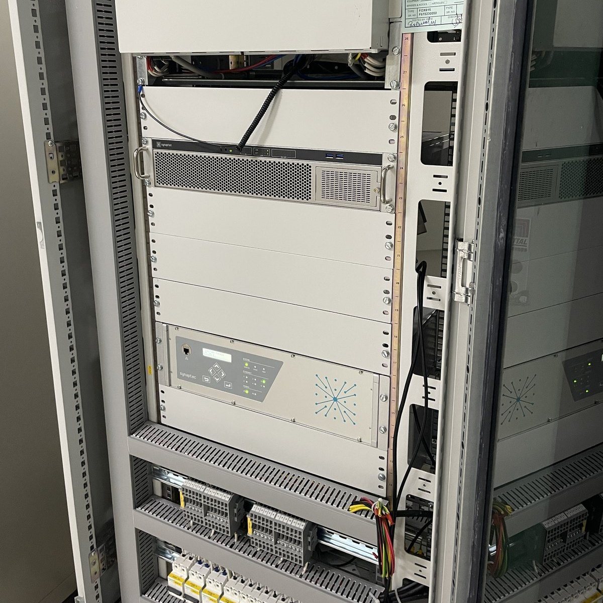 Synaptec Interrogator installed in a substation rack in Mumbai